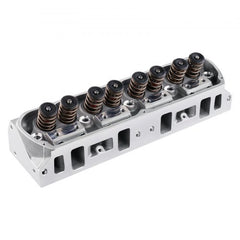 Aluminum engine cylinder head assembly for SBF Ford Mustang, featuring CNC machined components.