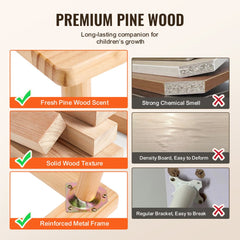 Bostome sensory table made of pine wood with a double-sided writable top for toddler activities.