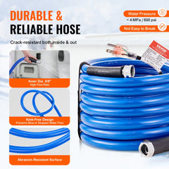 Bostome 25ft heated RV water hose with aluminum connectors and kink-resistant design.