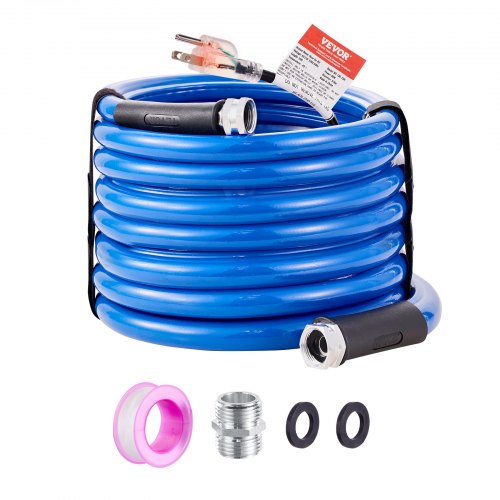 Bostome 30ft heated RV water hose with kink-free design and aluminum connectors.