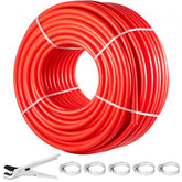 Red 1" x 500 FT PEX-B pipe with a thickness of 0.07" for flexible water distribution.