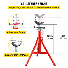 Bostome V-Head Pipe Stand with adjustable height, folding design, and sturdy steel construction.