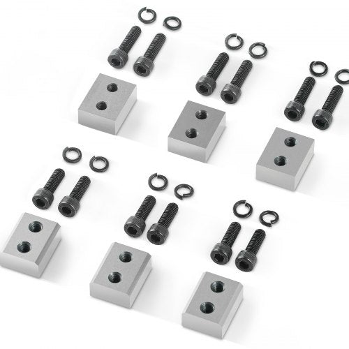 Set of silver Cr12MoV steel replacement jaws and black screws for 25mm electric rebar cutter.