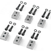 Set of silver Cr12MoV steel replacement jaws and black screws for 25mm electric rebar cutter.