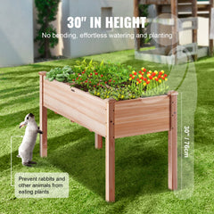 Bostome fir wood raised garden bed planter box, 47.2 inches long with removable partition.
