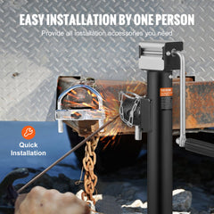 Bostome 5000 lb weld-on trailer jack stand with adjustable height and ergonomic handle.