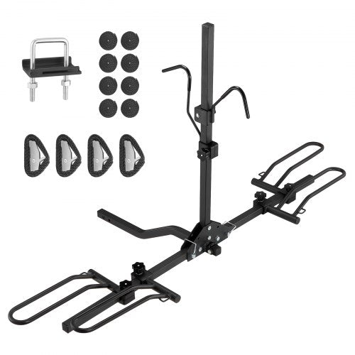 Bostome 2-bike hitch mount rack with folding design and adjustable brackets for various bike sizes.
