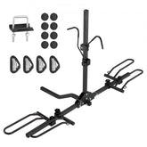 Bostome 2-bike hitch mount rack with folding design and adjustable brackets for various bike sizes.