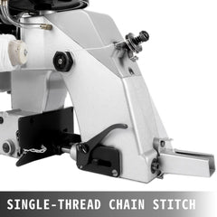 Silver Vevor portable bag closer sewing machine with single-thread chain stitch head.