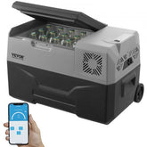 Bostome 30L portable car refrigerator freezer with compressor, LED screen, and Bluetooth control.