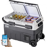 Bostome 40L portable car refrigerator freezer with dual zones and LED screen for temperature control.