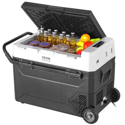 Bostome 60L portable car refrigerator freezer with single zone and LED screen for temperature control.