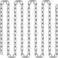 Long zinc plated Grade 30 proof coil chain, 1/4 inch thick and 100 feet long.