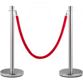 Silver stanchions with red velvet rope for crowd control.