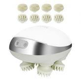 White electric scalp massager with heat, waterproof design, and soft silicone massage heads.