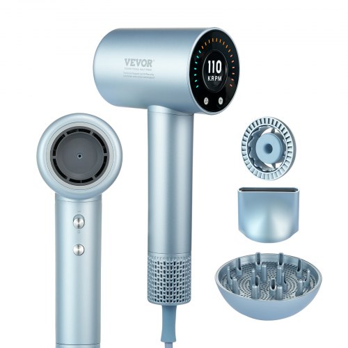 High-speed ionic hair dryer with LCD display, 105,000RPM motor, and ergonomic design.