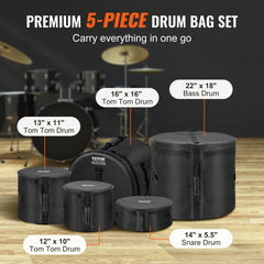 Bostome 5-piece padded drum bag set made of durable 1680D Oxford fabric for protection.