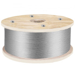 Bostome 316 stainless steel wire rope in 3/16" diameter and 500ft length, 1x19 strand design.