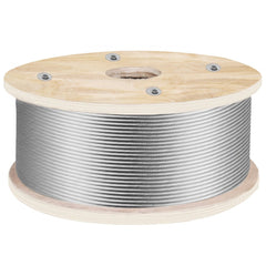 Bostome 316 stainless steel wire rope in 3/16" diameter, 500ft length, with a polished finish.