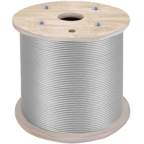 Bostome 1/4" 304 stainless steel cable wire rope, 200ft length with 7x19 strand construction.
