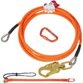 Bostome 16ft tree climbing lanyard with steel core rope and integrated tool lanyard.