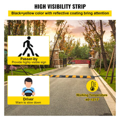 Bostome 6ft heavy duty rubber cable protector ramp with dual channels and high-visibility stripes.