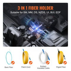 Bostome Fiber Fusion Splicer with 4 motors, 5-inch screen, and compact tool kit for fiber optics.