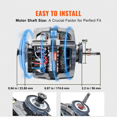 DC31-00055G 1/3HP 1630RPM dryer drive motor with 6.87-inch shaft and mounting details.