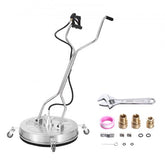 24-inch stainless steel pressure washer surface cleaner with dual rotating nozzles.