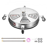 Bostome 18" pressure washer surface cleaner with stainless steel construction and dual rotating nozzles.