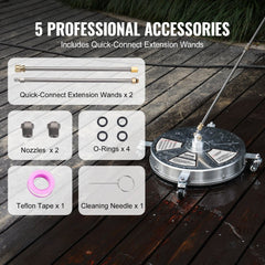 Bostome 18" pressure washer surface cleaner with stainless steel construction and dual nozzles.