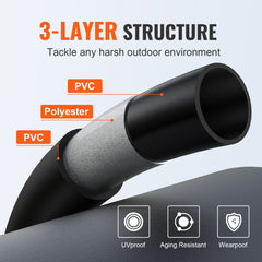 3-layer kink-free pressure washer hose with PVC and polyester construction, UV-proof and waterproof.