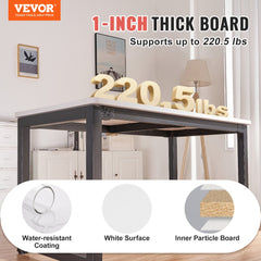 White 47.2x29.5x1 inch particle board desktop with 220.5 lbs capacity.