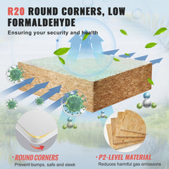 White rectangular particle board desk table top measuring 60" x 25" with rounded corners.