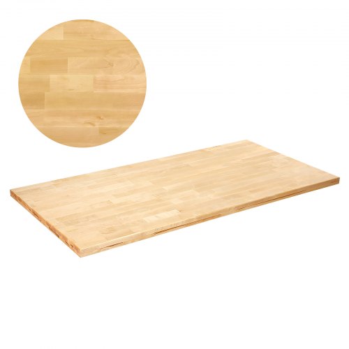 A rectangular maple wood desktop with a visible grain pattern and a close-up circular inset.