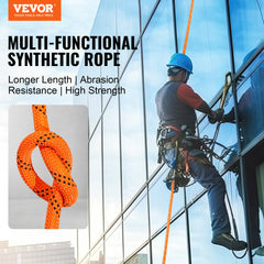 A 120ft double braided polyester climbing rope with a breaking strength of 8000 lbs.