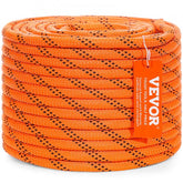 Orange and black 3/8" double braided polyester rope, 120 ft long, with 4000 lbs breaking strength.