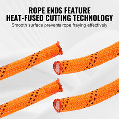 Bostome 3/8" double braided polyester rope in orange and black, 120 ft long, 4000 lbs strength.