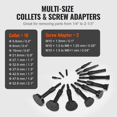 Bostome 16-in-1 blind hole bearing puller set with slide hammer and 10 expandable collets.