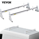 Adjustable steel ladder rack for vans, spanning 52" to 63.8" with 331 lbs capacity.