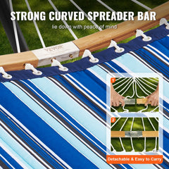 Bostome double hammock with a curved spreader bar and sturdy stand for two-person lounging.