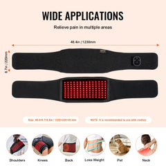 Bostome red light therapy belt with 112 LEDs for waist, featuring dual wavelengths and adjustable modes.