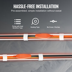 Bostome 60FT pipe heating cable with thermostat, designed for preventing frozen pipes.