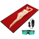 Red light therapy mat with 1280 LEDs, measuring 70.9 x 31.5 inches, for full body coverage.