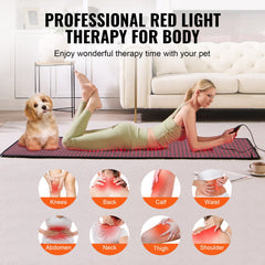 Full body red light therapy mat with 1280 LEDs in 660nm and 850nm wavelengths.