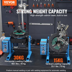 Bostome Rotary Welding Positioner with 3-jaw chuck, 0-90° tilt, and 66 lbs capacity.
