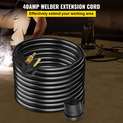 Bostome 25ft 40A welder extension cord with NEMA 6-50 plugs and flexible STW jacket.