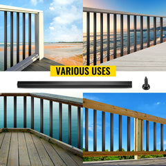 Black square aluminum deck balusters, 32 inches long, in a pack of 101 for easy installation.