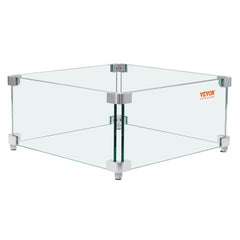 15x15x7 inch tempered glass wind guard for square fire pits with aluminum brackets.
