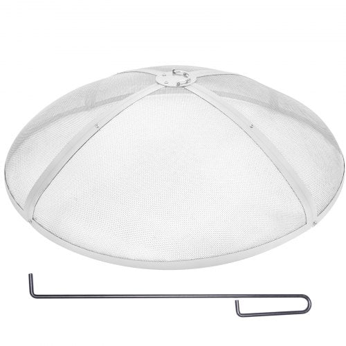 Heavy duty stainless steel spark screen for 36" round fire pits with dual handles.
